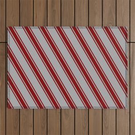 [ Thumbnail: Dark Gray and Maroon Colored Stripes Pattern Outdoor Rug ]