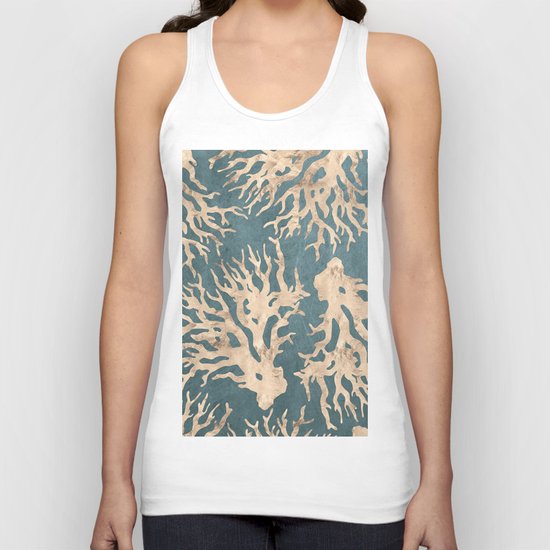 Coral teal - scratched leather Unisex Tank Top