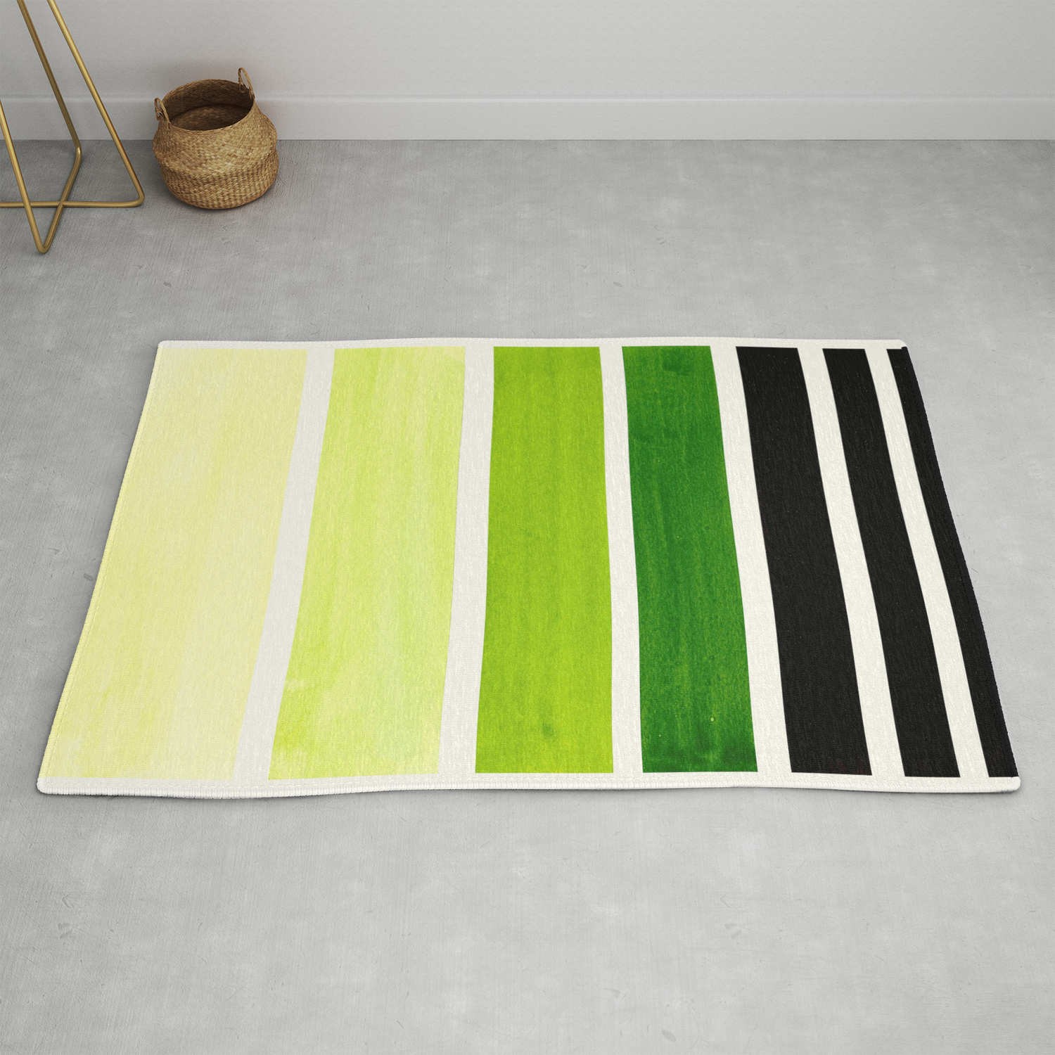 Sap Green Minimalist Mid Century Staggered Stripes Rothko Color Block Geometric Art Rug By Enshape Society6