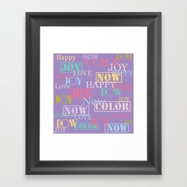 Enjoy The Colors - Colorful typography modern abstract pattern on lavender purple pastel color Framed Art Print