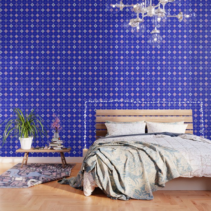 Talavera Mexican Tile Pink Periwinkle Palette Wallpaper By
