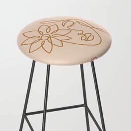 Woman linear face with flowers. Boho colors.  Bar Stool