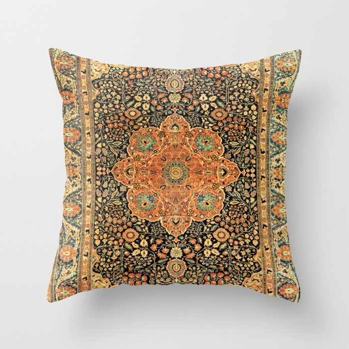Mohtashem Kashan Vintage Persian Rug Print Throw Pillow