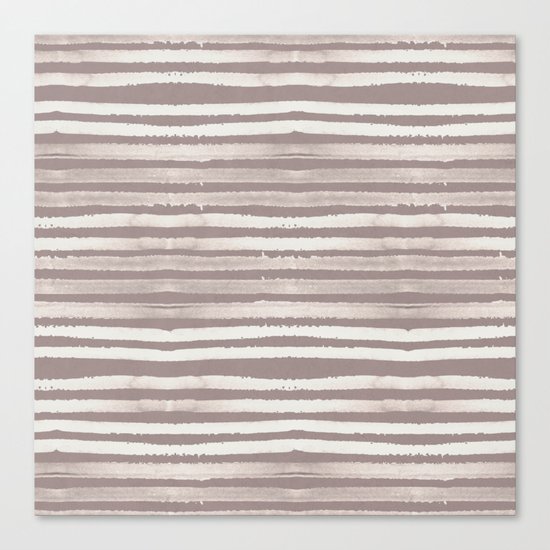 Simply Shibori Stripes Lunar Gray and Red Earth Canvas Print