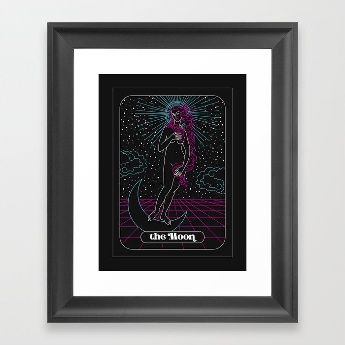 The Moon Neon Style Framed Art Print