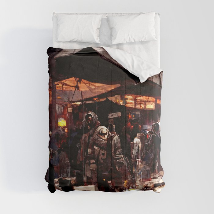 Post-Apocalyptic street market Comforter