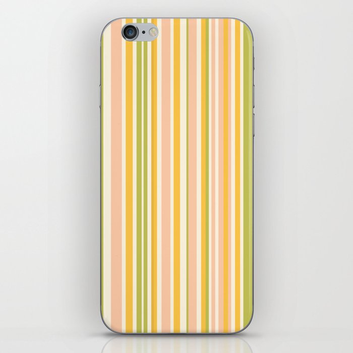 Spring Stripes Vertical Pattern in Light Blush Green Yellow Cream iPhone Skin