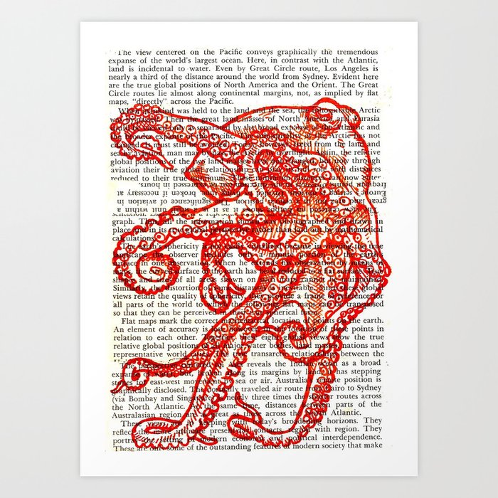 Red Pacific Octopus  Art Print