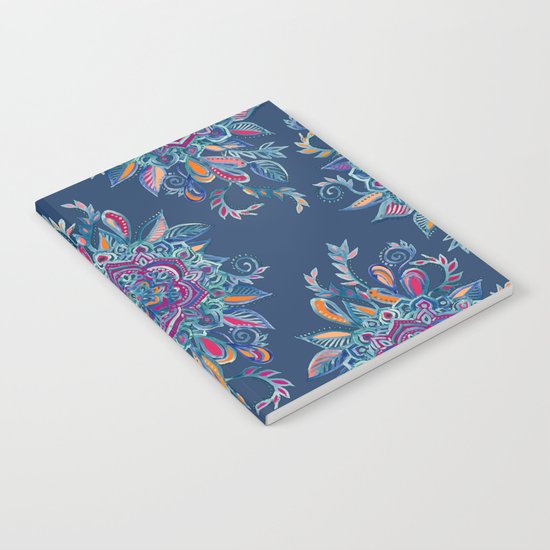 Deep Summer - Watercolor Floral Medallion Notebook