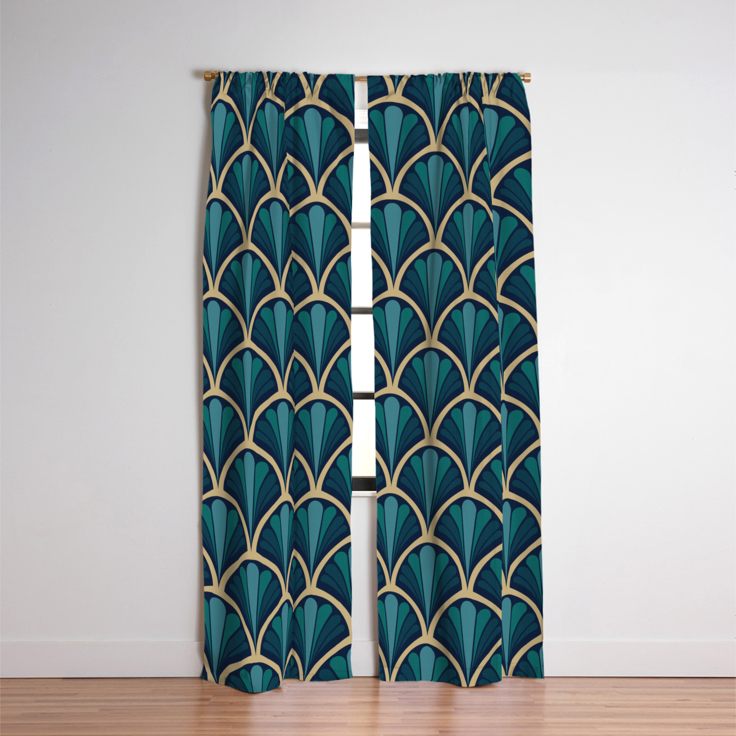 Vintage Seashell Tapestry Deep Water Blackout Curtain By