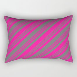 [ Thumbnail: Deep Pink & Dim Grey Colored Lined Pattern Rectangular Pillow ]