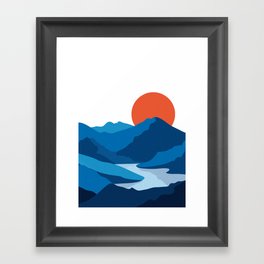 Minimal Japanese Mountain Range Framed Art Print