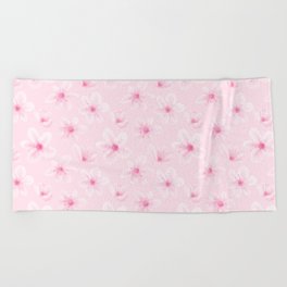 Light Rose and White Watercolor Flowers Beach Towel