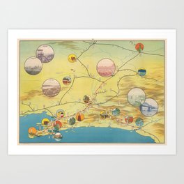 1936 Pictoral Map of Japanese Coast Art Print