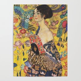Gustav Klimt Lady With Fan  Art Nouveau Painting Poster