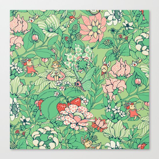 Garden party - sage tea version Canvas Print