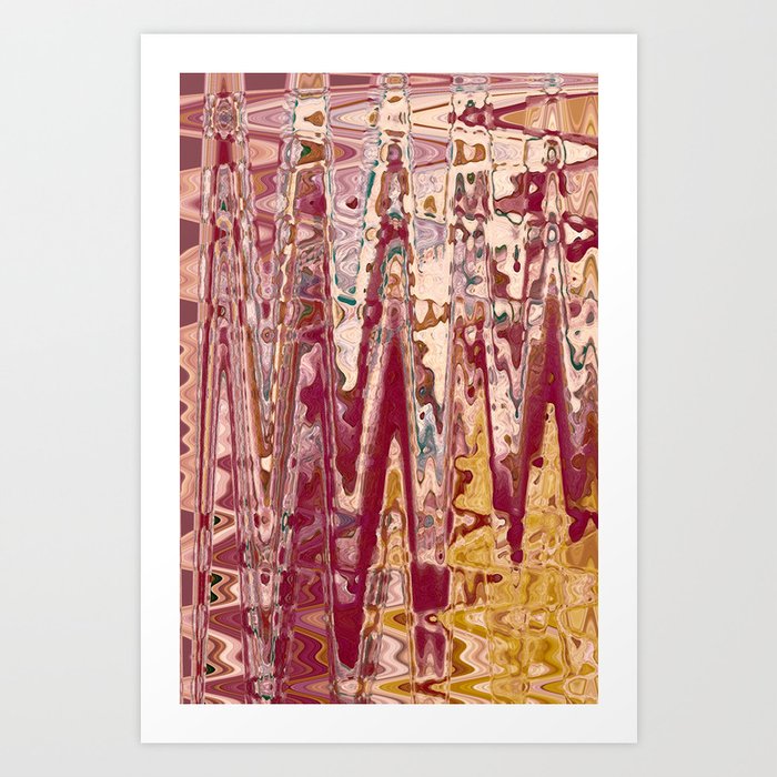 Red Color Abstract Art Line Art Print