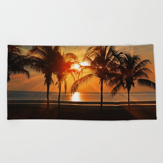 Sunset in the Tropical Islands Beach Towel