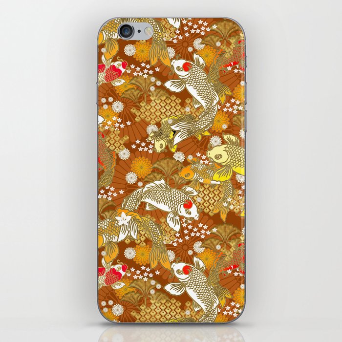 Japanese Koi pattern on Rust color backdrop iPhone Skin