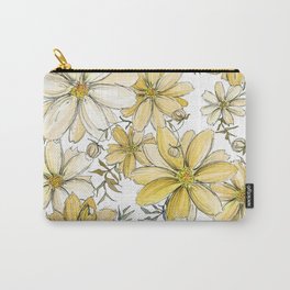 Gold and Cream Summer Floral Pattern Carry-All Pouch