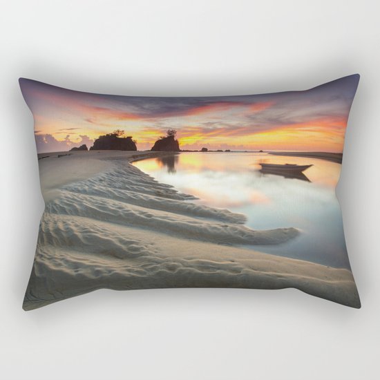 Canoe on the Water at Sunset Rectangular Pillow