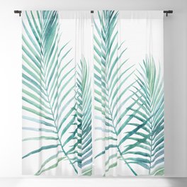 Twin Palm Fronds - Teal Blackout Curtain