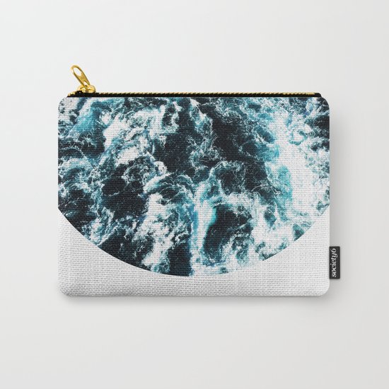 Free Like The Sea, digital collage, ocean waves, seascape, geometric nature, minimalist print, quote Carry-All Pouch