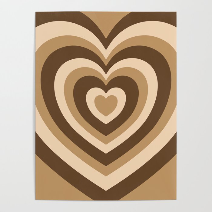 Aesthetic Hypnotic Brown Hearts Poster