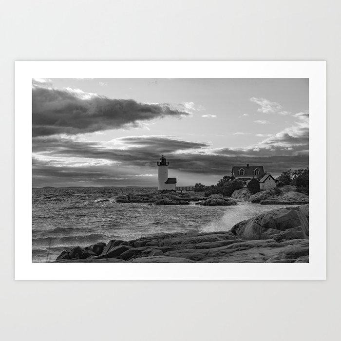 Annisquam Lighthouse Black and white Art Print
