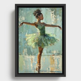 An abstract painting of a young attractive African ballerina Framed Canvas