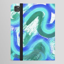 Swirls and Squiggles Abstract Painting - Blue Aqua Green iPad Folio Case