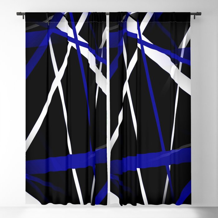 Seamless Abstract Royal Blue and White Lines Blackout Curtain