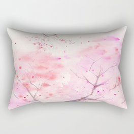 Cherry Blossom, Abstract,  Art Watercolor Painting  by Suisai Genki  Rectangular Pillow