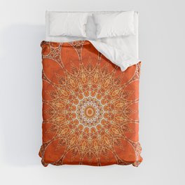 Detailed Orange Boho Mandala Duvet Cover