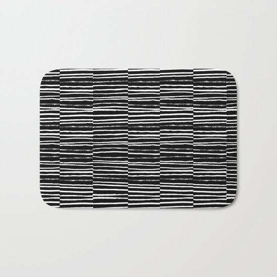 Paint brush free spirit pattern boho minimal black and white modern art abstract painting urban deco Bath Mat