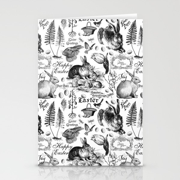 Black And White Vintage Easter And Spring Pattern Stationery Cards