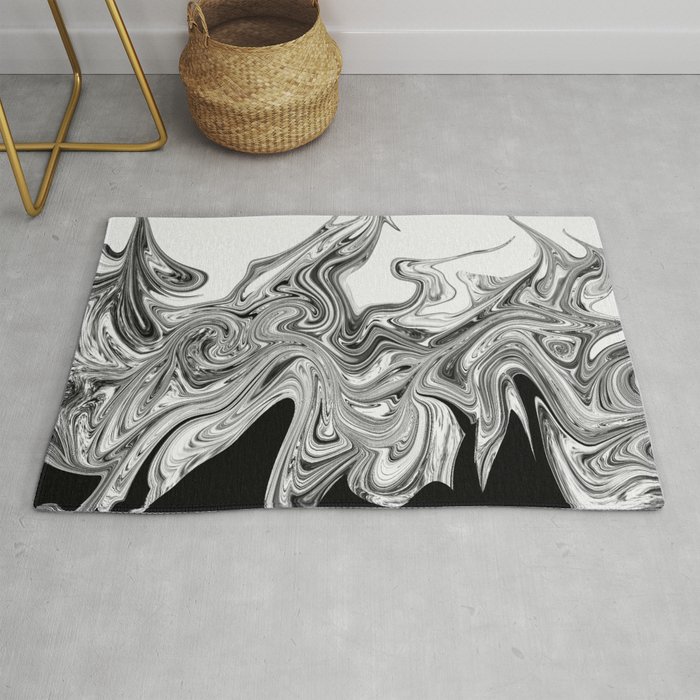 Modern Contemporary Black And White Abstract Rug By Artaddiction45