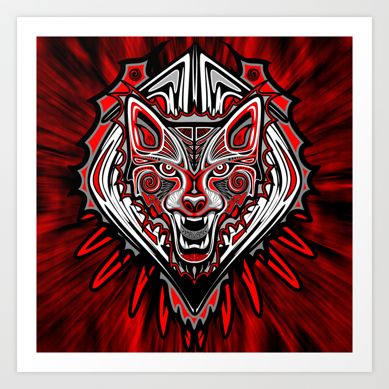Wolf Tattoo Style Haida Art Art Print By Bluedarkart Society6