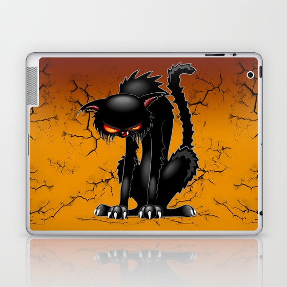 Black Cat Evil Angry Funny Character Laptop & iPad Skin