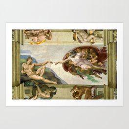 The Creation of Adam Michelangelo Original Fresco Painting Art Print