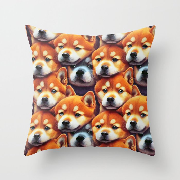 Cute Shiba Inu dog pattern Throw Pillow