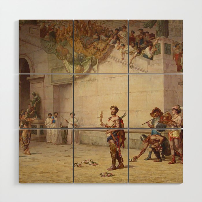 The Emperor Commodus Leaving the Arena at the Head of the Gladiators - by edwin blashfield Wood Wall Art