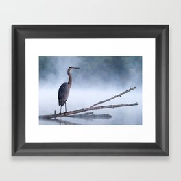 Great Blue Heron in the Mist Framed Art Print
