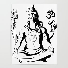 Shiva Drawing Parvati Sketch Poster
