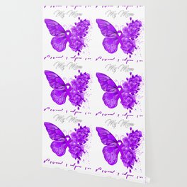 Butterfly I Wear Purple For My Mom Sarcoidosis Awareness T-Shirt. Wallpaper