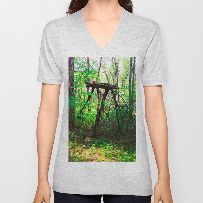 Monster in the Woods V Neck T Shirt