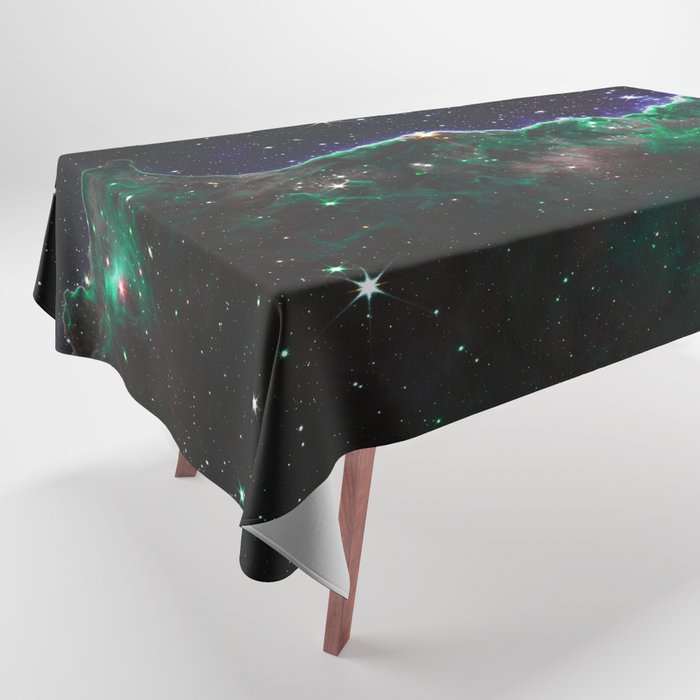 Cosmic Cliffs Carina Nebula Teal Green Indigo Tablecloth