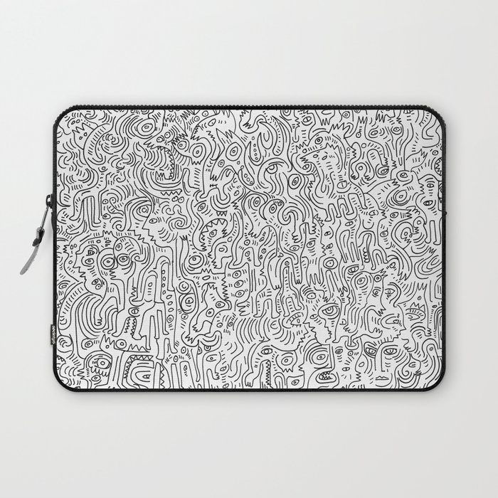 Graffiti Black and White Pattern Doodle Hand Designed Scan Laptop Sleeve