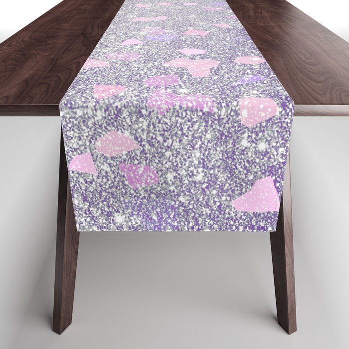 pink purple terrazzo marble speckled pieces pattern Table Runner