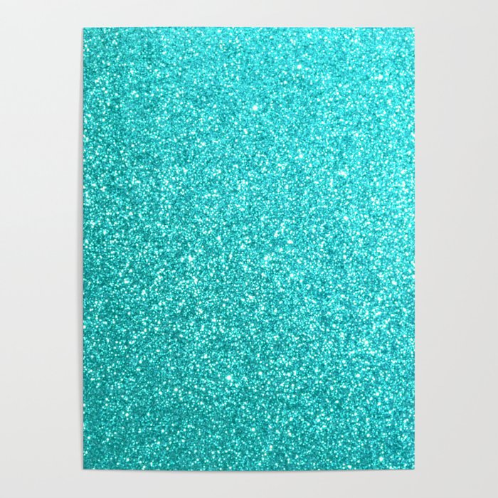Aqua Blue Glitter Poster